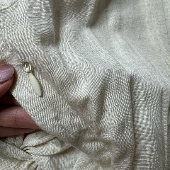 NEW Anthropologie Twist Knot Front Vneck Linen Midi Dress 6 Neutral Minimalist - Picture 9 of 9